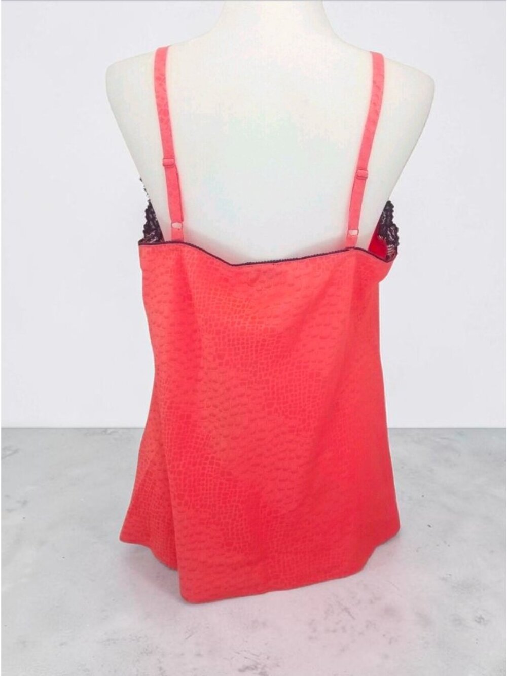 Satin Rose Top With Purple Lace Trim & Adjustable Straps - Womens Sleepwear Or L - Picture 4 of 9